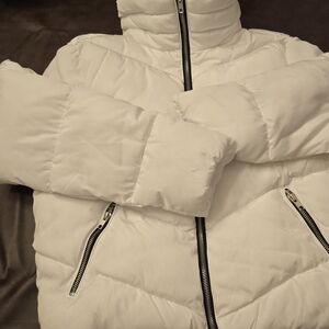 Fashion Nova White Chevron Puffer Coat